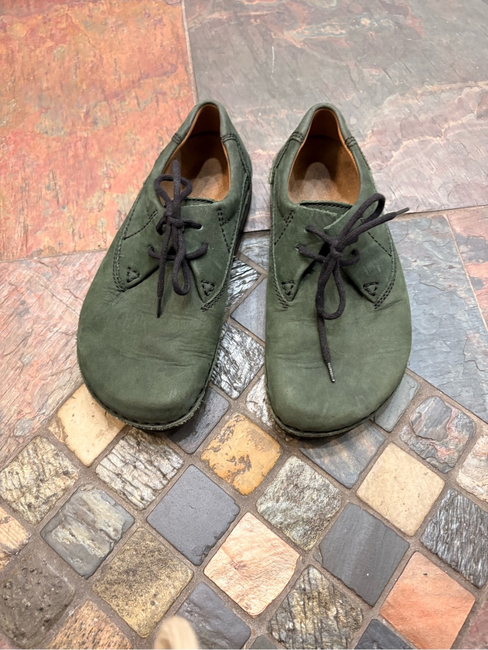 Birkenstock Olive Green Suede Maine style lace up shoes